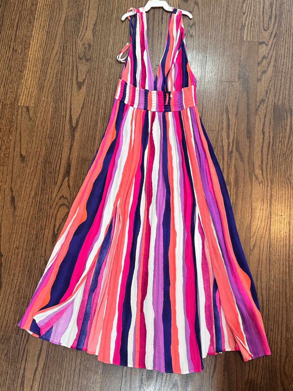Forever 21 Striped Halter Maxi Dress - Pink, Purple & White